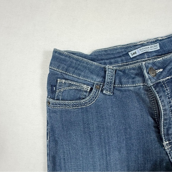 Lee Slender Secret Women’s Jeans 12 Petite Bootcut Flap Pockets Stretch Denim - Picture 3 of 11